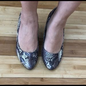 Express faux snake skin wedge